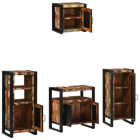vidaXL Bathroom Furniture Set 4 pcs Multicolour Solid Reclaimed Wood