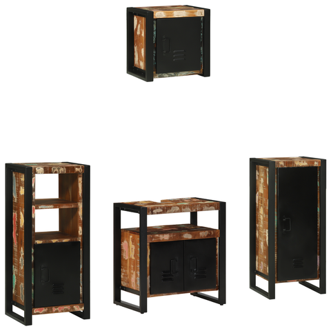 vidaXL Bathroom Furniture Set 4 pcs Multicolour Solid Reclaimed Wood
