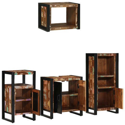 vidaXL Bathroom Furniture Set 4 pcs Multicolour Solid Reclaimed Wood