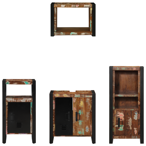 vidaXL Bathroom Furniture Set 4 pcs Multicolour Solid Reclaimed Wood