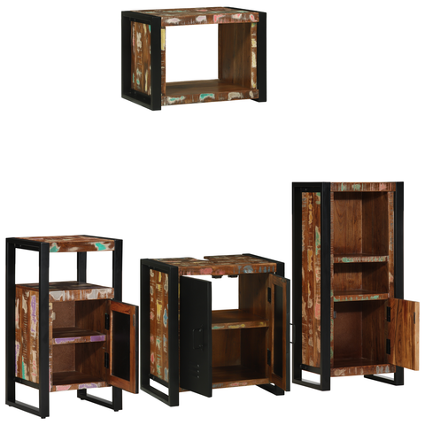 vidaXL Bathroom Furniture Set 4 pcs Multicolour Solid Reclaimed Wood