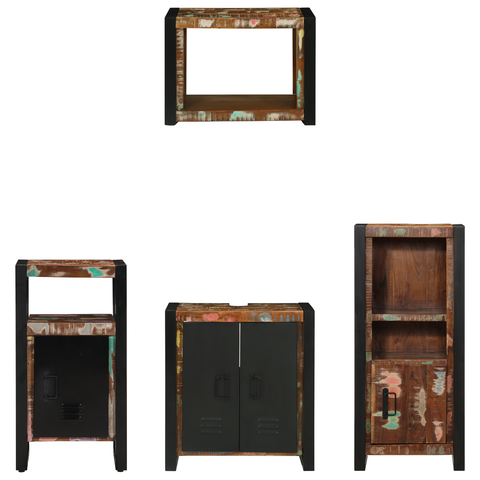 vidaXL Bathroom Furniture Set 4 pcs Multicolour Solid Reclaimed Wood