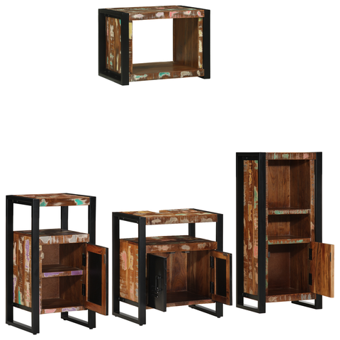 vidaXL Bathroom Furniture Set 4 pcs Multicolour Solid Reclaimed Wood