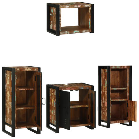 vidaXL Bathroom Furniture Set 4 pcs Multicolour Solid Reclaimed Wood
