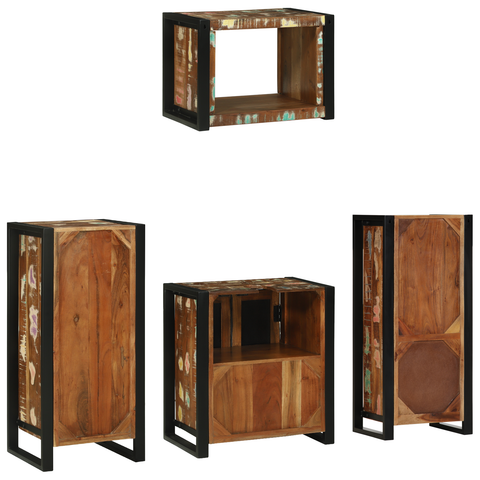 vidaXL Bathroom Furniture Set 4 pcs Multicolour Solid Reclaimed Wood