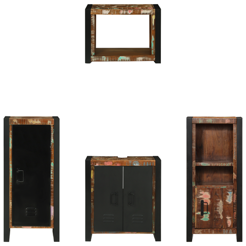 vidaXL Bathroom Furniture Set 4 pcs Multicolour Solid Reclaimed Wood