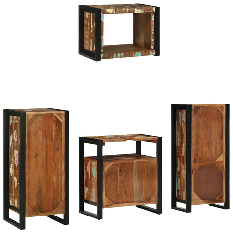 vidaXL Bathroom Furniture Set 4 pcs Multicolor Solid Reclaimed Wood
