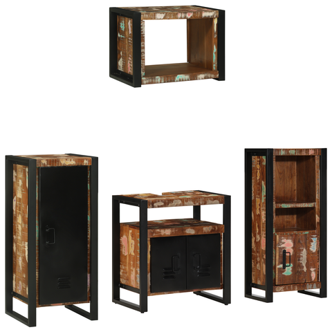 vidaXL Bathroom Furniture Set 4 pcs Multicolor Solid Reclaimed Wood