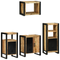 vidaXL Bathroom Furniture Set with Shelf 4 pcs Brown Solid Mango Wood