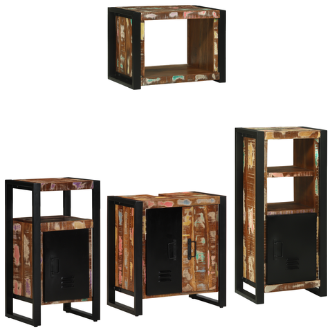 vidaXL Bathroom Furniture Set 4 pcs Multicolour Solid Reclaimed Wood