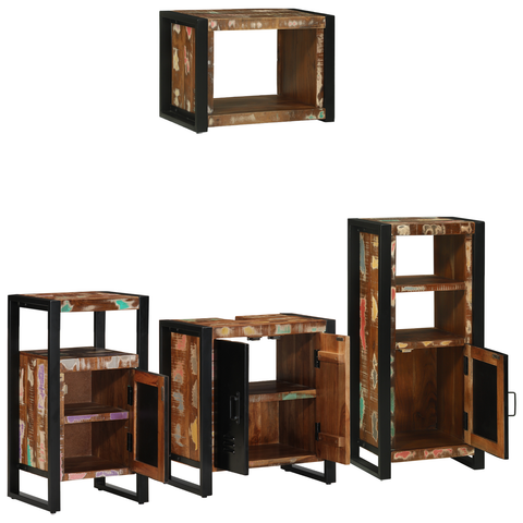 vidaXL Bathroom Furniture Set 4 pcs Multicolour Solid Reclaimed Wood