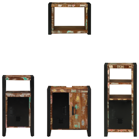vidaXL Bathroom Furniture Set 4 pcs Multicolour Solid Reclaimed Wood