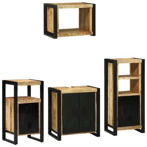 vidaXL Bathroom Furniture Set with Shelf 4 pcs Brown Solid Mango Wood