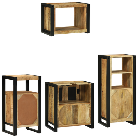 vidaXL Bathroom Furniture Set with Shelf 4 pcs Brown Solid Mango Wood