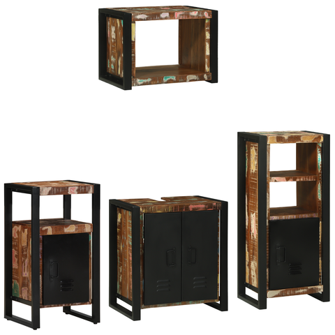 vidaXL Bathroom Furniture Set 4 pcs Multicolour Solid Reclaimed Wood