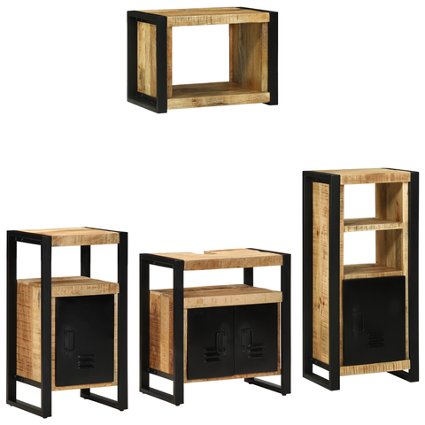 vidaXL Bathroom Furniture Set with Shelf 4 pcs Brown Solid Mango Wood