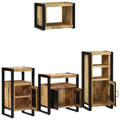 vidaXL Bathroom Furniture Set with Shelf 4 pcs Brown Solid Mango Wood