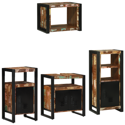 vidaXL Bathroom Furniture Set 4 pcs Multicolor Solid Reclaimed Wood