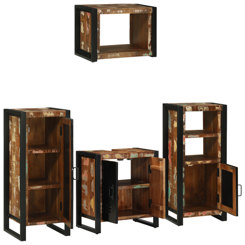 vidaXL Bathroom Furniture Set 4 pcs Multicolor Solid Reclaimed Wood