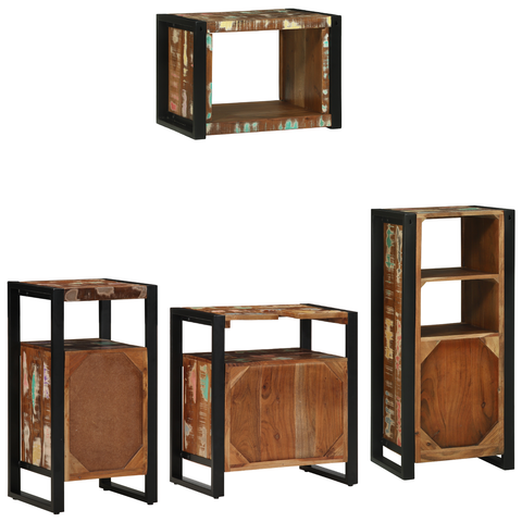 vidaXL Bathroom Furniture Set 4 pcs Multicolor Solid Reclaimed Wood