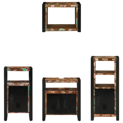 vidaXL Bathroom Furniture Set 4 pcs Multicolor Solid Reclaimed Wood