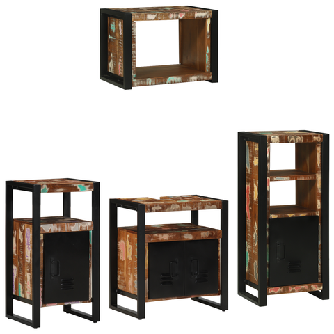 vidaXL Bathroom Furniture Set 4 pcs Multicolor Solid Reclaimed Wood