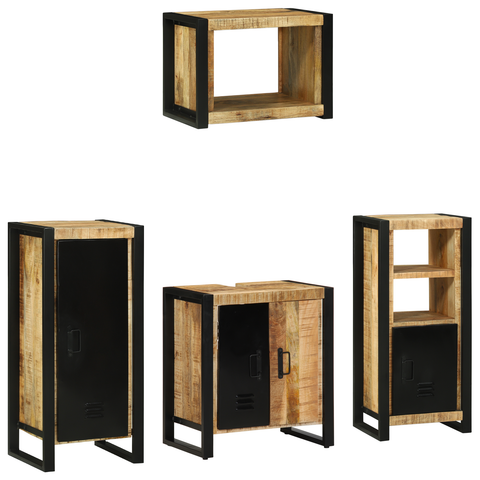 vidaXL Bathroom Furniture Set with Shelf 4 pcs Brown Solid Mango Wood