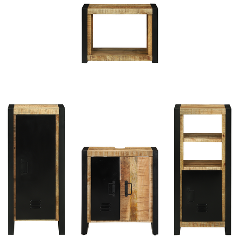 vidaXL Bathroom Furniture Set with Shelf 4 pcs Brown Solid Mango Wood