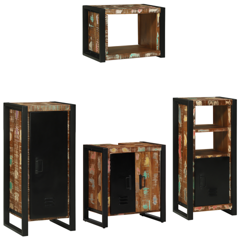 vidaXL Bathroom Furniture Set 4 pcs Multicolour Solid Reclaimed Wood