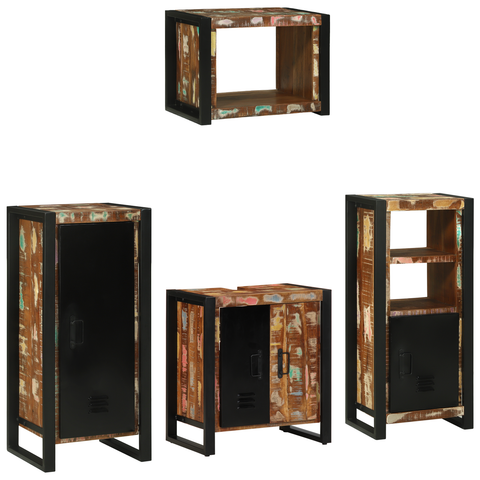 vidaXL Bathroom Furniture Set 4 pcs Multicolour Solid Reclaimed Wood