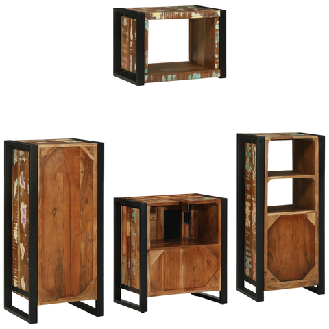 vidaXL Bathroom Furniture Set 4 pcs Multicolour Solid Reclaimed Wood