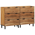 vidaXL Sideboards 2 pcs Brown 60x33x75 cm Solid Wood Acacia