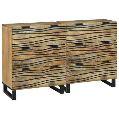 vidaXL Sideboards with Drawer with Storage 2 pcs Brown Medium Solid mango wood