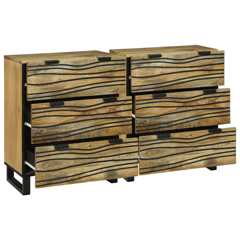 vidaXL Sideboards with Drawer with Storage 2 pcs Brown Medium Solid mango wood