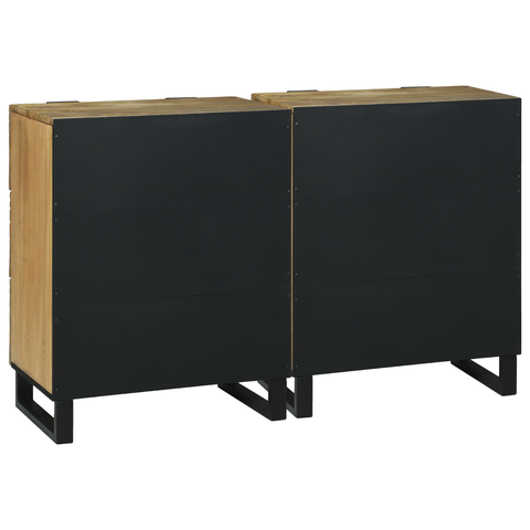 vidaXL Sideboards with Drawer with Storage 2 pcs Brown Medium Solid mango wood