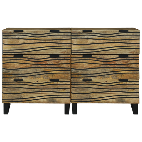 vidaXL Sideboards with Drawer with Storage 2 pcs Brown Medium Solid mango wood