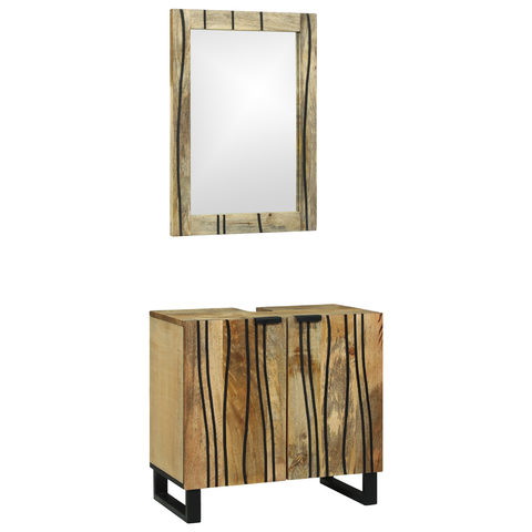 vidaXL Bathroom Furniture Set with Shelf with Storage with Door with Mirror 2 pcs Brown Standard