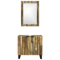 vidaXL Bathroom Furniture Set with Shelf with Storage with Door with Mirror 2 pcs Brown Standard