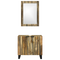 vidaXL Bathroom Furniture Set with Shelf with Storage with Door with Mirror 2 pcs Brown Standard