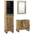 vidaXL Bathroom Furniture Set with Drawer with Shelf with Storage with Door with Mirror 3 pcs Brown Tall
