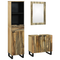 vidaXL Bathroom Furniture Set with Drawer with Shelf with Storage with Door with Mirror 3 pcs Brown Tall