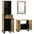 vidaXL Bathroom Furniture Set with Drawer with Shelf with Storage with Door with Mirror 3 pcs Brown Tall