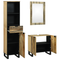 vidaXL Bathroom Furniture Set with Drawer with Shelf with Storage with Door with Mirror 3 pcs Brown Tall