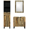 vidaXL Bathroom Furniture Set with Drawer with Shelf with Storage with Door with Mirror 3 pcs Brown Tall