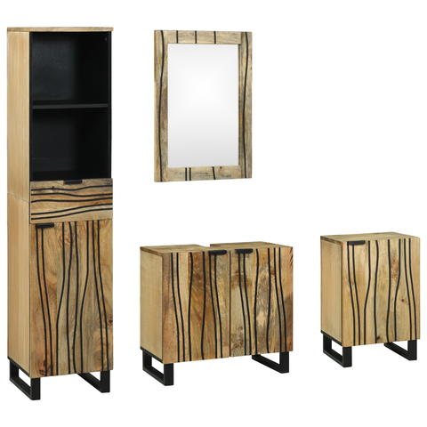 vidaXL Bathroom Furniture Set 4 pcs Brown Large Solid acacia wood