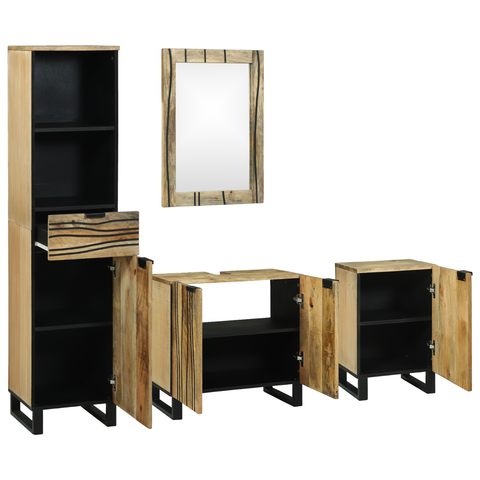 vidaXL Bathroom Furniture Set 4 pcs Brown Large Solid acacia wood