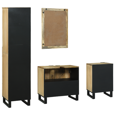 vidaXL Bathroom Furniture Set 4 pcs Brown Large Solid acacia wood