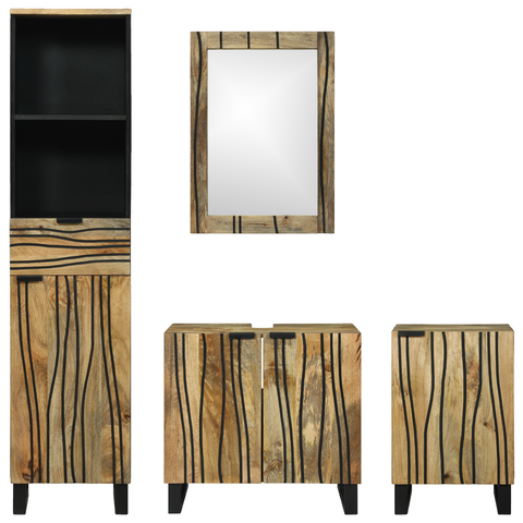 vidaXL Bathroom Furniture Set 4 pcs Brown Large Solid acacia wood
