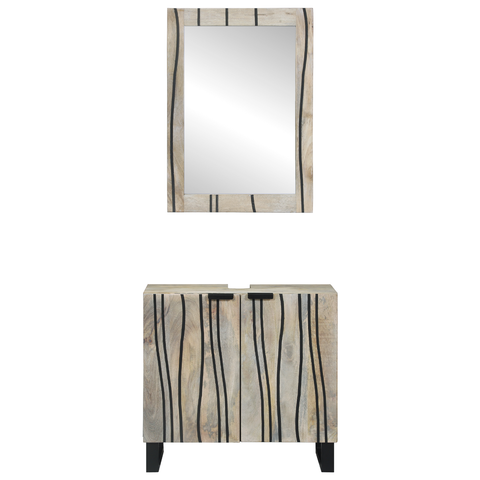 vidaXL Bathroom Furniture Set with Shelf with Storage with Door with Mirror 2 pcs White 62 x 33 x 58 cm