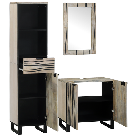 vidaXL Bathroom Furniture Set with Drawer with Shelf 3 pcs White 38 x 33 x 160 cm